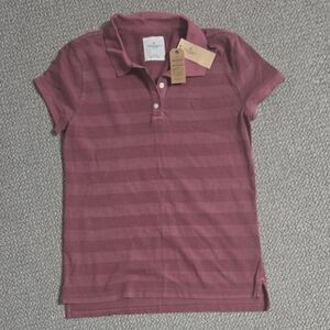 American Eagle Outfitters Kids Burgundy Striped Polo